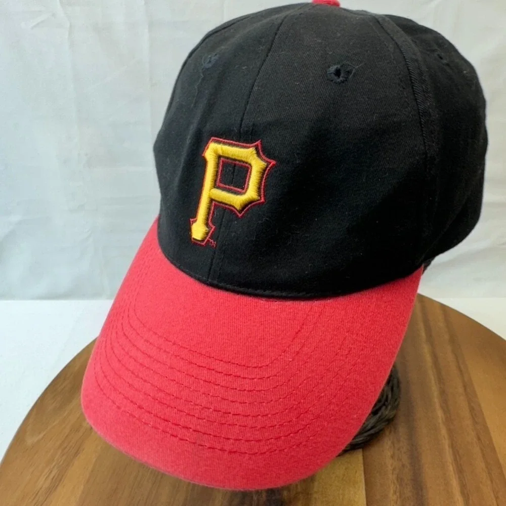 Vtg‎ Pittsburgh Pirates Hat Cap Strapback Black Red Adjustable Promotional Night